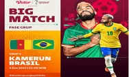 Head to Head Kamerun Vs Brasil di Piala Dunia 2022 Tanggal 3 Desember 2022 Rekor Pertemuan dan Rangking