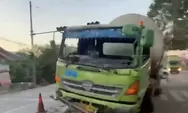 Truk Hantam Pembatas Jalan di Simpang Ketapang Kendal, Sopir Diduga Tertidur Sesaat