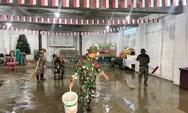 TNI Mulai Bersihkan Sisa Banjir di Gereja Medan Petisah