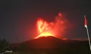 Gunung Lewotobi Laki-Laki Meletus Dahsyat, Kolom Abu Capai 10 Ribu Meter dan Langit Sekitar Puncak Memerah