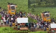 Truk sound horeg gagal nanjak, kru panik lompat ke ladang