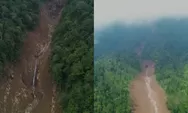 Penampakan Aliran Material Longsor di Cisarua Bandung Barat, Tinggalkan Jejak Panjang hingga Lereng Perbukitan Terbelah
