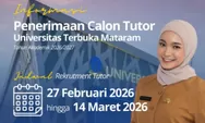 Rekrutmen Tutor Universitas Terbuka Mataram 2026/2027 Dibuka, Ini Syarat dan Cara Daftarnya