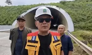 Kondisi terowongan Tol Cisumdawu pascagempa Sumedang, ada sedikit keretakan di dinding terowongan kembar