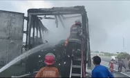 Truk Ekspedisi Terbakar di Tol Solo-Ngawi di wilayah Karanganyar, Muatan Paket Online Ludes Dilalap Api
