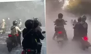 Truk Terguling di Jalur Jogja-Wonosari Bikin Jalanan Putih, Jarak Pandang Terganggu Akibat Debu Pekat Kapur