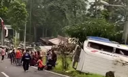 Rem Blong di Jalur Turunan AMD Pacet, Elf Bermuatan 16 Penumpang Terguling