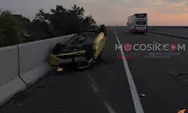 Diduga Microsleep, Daihatsu Ayla Terguling di Tol Jombang-Mojokerto, Sopir Luka Ringan