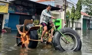 Unik! Akrab dengan Banjir Warga Kaligawe Semarang Bikin Sepeda Air, Pakai Ban Ukuran Jumbo
