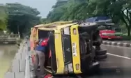 Video Kecelakaan Truk Terguling di Jalan Pantura Demak, Oleng Hindari Kendaraan Parkir