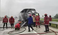 Diduga Api dari Ban yang Pacah, Bus Berlian Jaya Terbakar di Tol Kendal