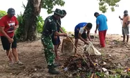 Babinsa Koramil 04/Rainis Talaud Bersama Pemerintah Desa Dan Masyarakat Laksankan Karya Bakti Di Pesisir Pantai