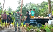 Hidupkan Gotong- Royong Babinsa Koramil 1312-02/Lirung, Sertu Seprianus Sanggamele Bersama Warga Kerja Bakti Angkut Pasir Untuk Pembangunan Gereja