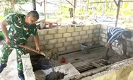 Bantu Kesulitan Warga Perkuat Sarana Produksi,Babinsa Serka Agus Tuter Bantu Plesteran Tempat Pengeringan Kelapa