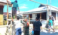 Babinsa Koramil 1312-07/Miangas, Serka Febri Talu Bantu warga Bangun Tenda Acara Syukuran pernikahan