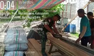 Babinsa Tarun dan Tarun Selatan Serka Adelman Mataputung Laksanakan Bakti, Membantu Warga Binaan bangun Rumah tinggal di Desa Tarun