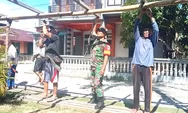 Indahnya Hidup Gotong royong, Babinsa Bantu Warga Bangun Bangsal Syukuran