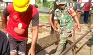 Bangun Manunggal Dengan Rakyat Babinsa Koramil 1312-03/Beo, Sertu Julianus Suluge Bantu Pembuatan Pondasi Rumah Warga