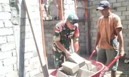Babinsa Koramil 04/Rainis Serka Stenly Winowoda Bantu warganya dalam susun batako untuk Pembangunan Rumah