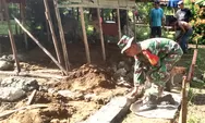 Bangun kemanunggalan TNI - Rakyat Babinsa bantu pembuatan pondasi rumah warga