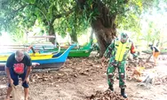 Tunjukkan Semangat gotong royong, Babinsa dan warga bersihkan pesisir pantai
