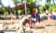 Babinsa Bantane Bantu pembuatan pondasi rumah warga