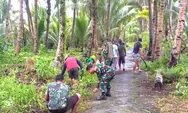 Babinsa bersama Anggota Satgas Pamputer Laksanakan karya bhaki bersama Warga Desa Miangas