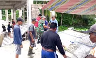 Babinsa Koramil 06 Nanusa bersama masyarakat melaksanakan kerja bakti di gedung gereja.