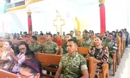 Babinsa Koramil 07/Miangas bersama Anggota Satgas Karya bhakti skala besar Ibadah Minggu Bersama di Jemaat Efrata Miangas