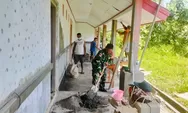 Babinsa Koramil 04/Rainis Bersama Satgas dan Warga Gotong Royong Renovasi Gedung SMK-7 Dapihe di Kepulauan Talaud