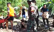 Wujud Kemanunggalan TNI dengan Rakyat, Babinsa Koramil 1312-01/Kabaruan Gelar Kerja Bakti Pembangunan Jembatan Penghubung Desa