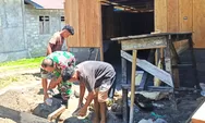 Babinsa Koramil 1312-03/Beo Bangga Keagraban Membantu Warga Masyarakat Di Desa M3laksankan Karya Bhakti Pembuatan Pondasu Rumah