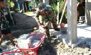 TNI Bersama Warga Gelar Karya Bakti pembangunan rumah warga/Masyarakat, di Desa Bengel kecamatan Beo , Kabupaten Kepulauan Talaud, Sulawesi Utara. Tal