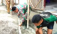 TNI Bersama Warga Gelar Karya Bakti pembangunan rumah warga/Masyarakat, di Desa Bengel kecamatan Beo Talaud, Sulawesi Utara
