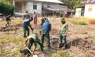 Satgas TMMD Ke-130 Bersama Masyarakat Laksanakan Penggalian Lubang Sirkulasi dan Lubang Tiang di Desa Mangaran