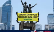 Greenpeace Panjat Monumen Bundaran HI, Tuntut Krisis Iklim dan Biaya Hidup Jadi Prioritas