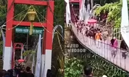Viral jembatan gantung di Pangandaran ambruk saat diresmikan: 50 Orang terjatuh, termasuk sang bupati