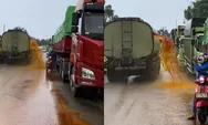 Truk Tangki CPO Bocor di Jalur Lintas Sumatera Banyuasin, Arus Lalu Lintas Macet Parah