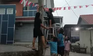 Hiasan Nuansa Merah Putih, Warga Cipayung RW O2 Depok Gotong Royong Menyambut Kemerdekaan RI 