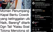 Viral! Diduga Ketinggalan Kapal, Pria Ngejar dengan Sampan dan Kompak Ditarik Penumpang Pakai Tali Seadanya