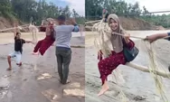 Warga Desa di Bireuen Aceh Bertaruh Nyawa usai Bencana, Lintasi Derasnya Arus Sungai dengan Tali dan Sebatang Bambu
