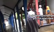 Demi Cerdaskan Anak Bangsa, Seorang Guru Matematika di SMK Serang Tetap Mengajar Meski Kondisi Kelasnya Full Banjir