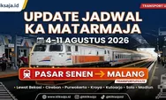 Update Terbaru! Jadwal KA Matarmaja Periode 4 – 11 Agustus 2026 Rute Pasar Senen - Bekasi - Cirebon - Purwokerto - Kroya - Kutoarjo - Solo - Malang