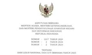 Pemerintah Tetapkan Hari Libur Nasional dan Cuti Bersama Tahun 2025, Berikut Daftarnya Sesuai SKB Tiga Menteri