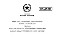 Presiden Prabowo Terbitkan Perpres Nomor 139 Tahun 2024: Inilah Kementerian Negara Kabinet Merah Putih