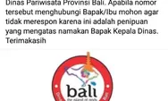 Tak Hanya Pj Gubernur Bali, Penipuan Modus Minta Transfer Uang Juga Catut Nama Dinas Pariwisata