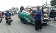 Pecah Ban! Sebuah Mobil Daihatsu Taruna Terguling di Jalur Alteri Kramat Kabupaten Tegal, Begini Kondisi Pengemudi dan Penumpangnya