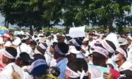 Gelar Aksi Long March! Ini Tuntutan Ratusan PTT  Dinas Pendidikan Ke Pemerintah Kabupaten Brebes