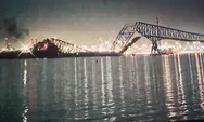 Jembatan Key di Baltimore Amerika Ambruk Ditabrak Kapal Kargo