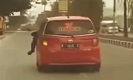 Toyota Calya Seret Polisi Nemplok di Kap Mobil di Kudus
